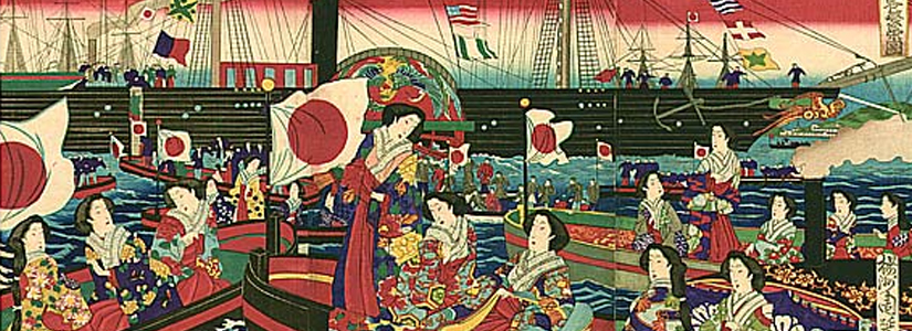Japonia Meiji - Cesarzowa i statek parowy, Chikanobu Toyohara, 1881